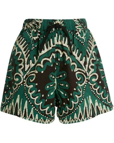Sea Charlough Printed Cotton Shorts - Green