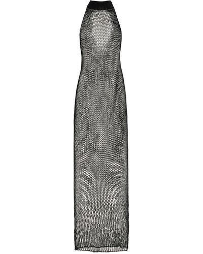Ludovic de Saint Sernin Cotton Fishnet Maxi Dress - Grey