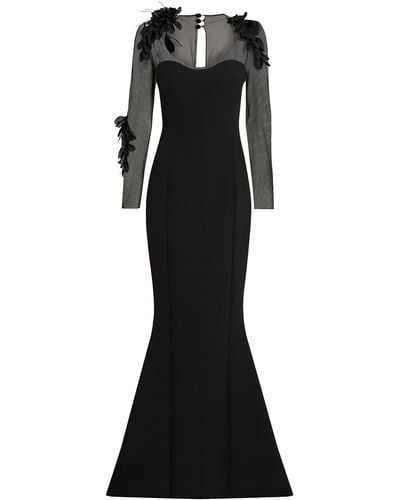 Safiyaa Rosel Embellished Mesh Gown - Black