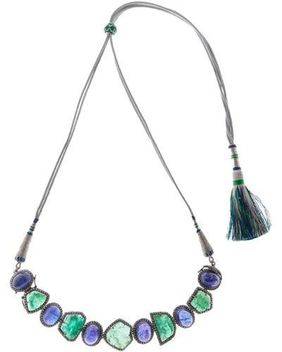 Amrapali One-of-a-kind Rajasthan Emerald, Tanzanite Bracelet/choker - Blue