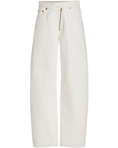 FRAME Zip-detailed Rigid High-rise Barrel Jeans - White