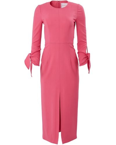 Carolina Herrera Tie-detailed Wool-blend Midi Dress - Pink