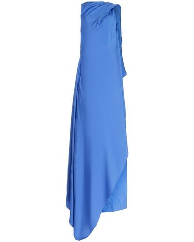 Maison Rabih Kayrouz Draped Silk-twill Maxi Dress - Blue