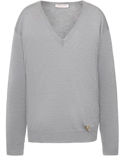 Valentino Garavani Silk-cashmere Sweater - Gray