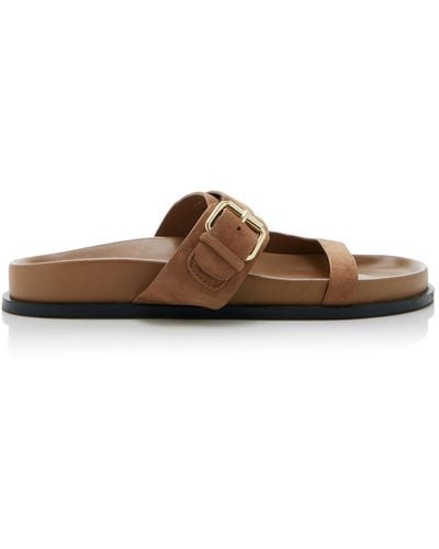 A.Emery Prince Leather Slide Sandals - Brown