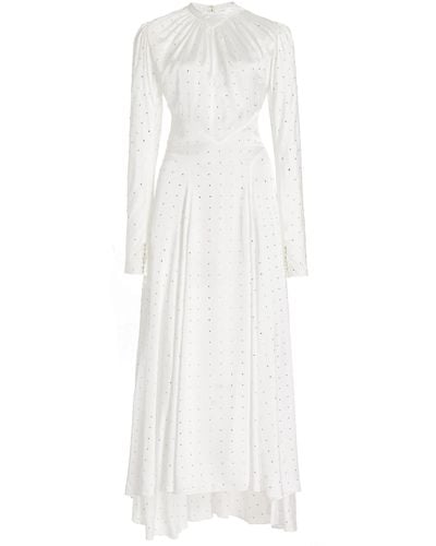 Rabanne Exclusive Crystal-embellished Satin Maxi Dress - White