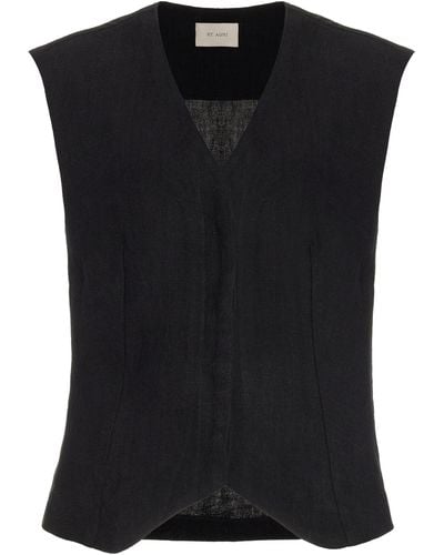 St. Agni Linen-blend Vest - Black
