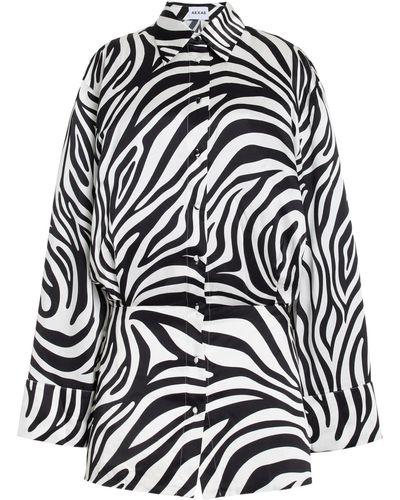 AEXAE Zebra-print Silk Mini Shirt Dress - White