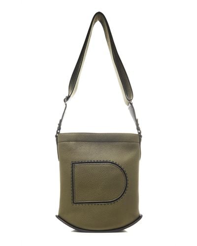 Delvaux Pin Daily And Sangle Taurillon Soft Surpiqué Leather Shoulder - Green