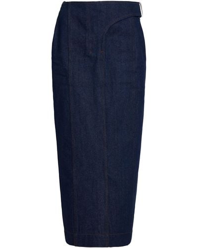 Jacquemus Obra Tailored Denim Midi Skirt - Blue