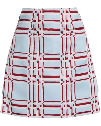 Emilia Wickstead Victorie Checked Satin Mini Skirt - Red
