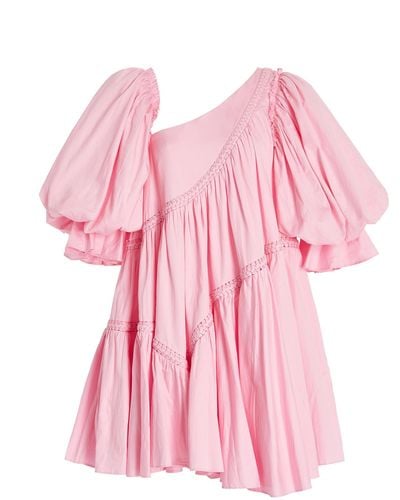 Aje. Casabianca Asymmetric Braided Cotton Mini Dress - Pink