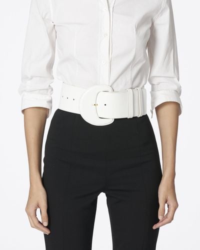 Carolina Herrera Demi Lune Leather Belt - White