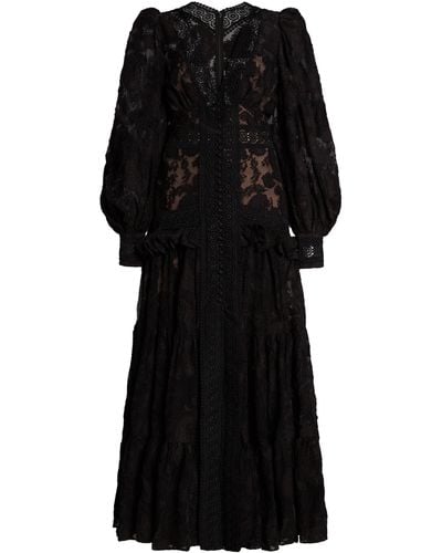 Acler Suffield Ruffled Lace Maxi Dress - Black