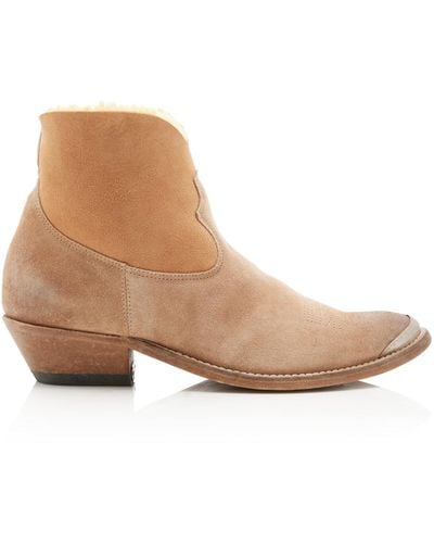 Golden Goose Young Shearling-lined Suede Western Boots - Natural