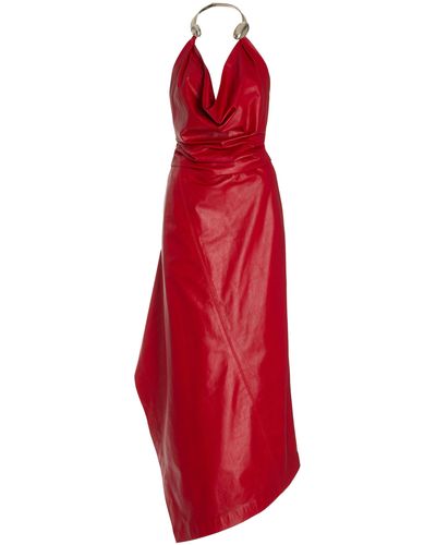 Jonathan Simkhai Calithea Halterneck Leather Midi Dress - Red