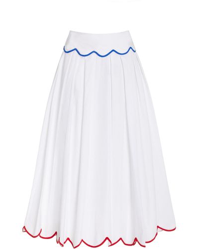 Rosie Assoulin Scalloped Linen-blend Midi Skirt - White