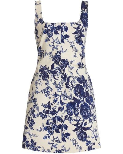 Cara Cara Sandra Floral-print Cotton Mini Dress - Blue