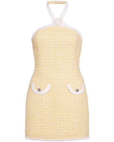 Alessandra Rich Trim-detailed Tweed Lurex Mini Dress - Natural