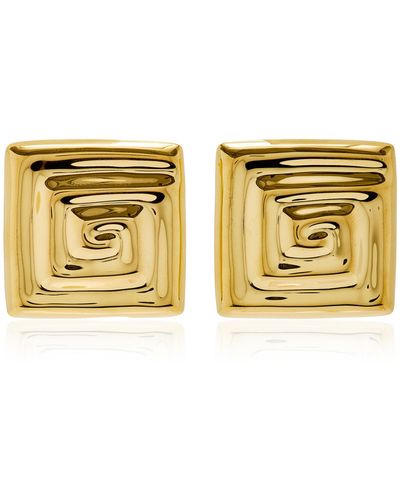 Louis Abel Uzu Square 18k Yellow Gold Vermeil Earrings - Metallic