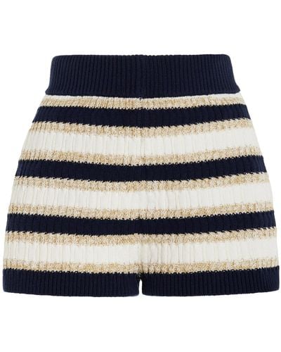 Cara Cara Noelle Striped Metallic-cotton Knit Shorts - Blue