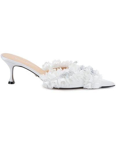 Mach & Mach Beauty Of Antoinette Ruffled Satin Mules - White