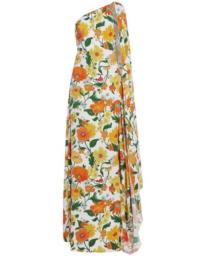 Stella McCartney Floral-printed Asymmetric Maxi Dress - Metallic