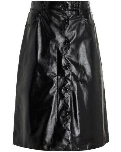 Citizens of Humanity Scalloped Patent Leather Midi Skirt - Black