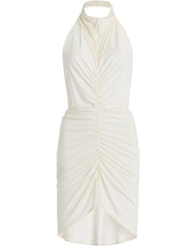 Atlein Ruched Jersey Halter Mini Dress - White