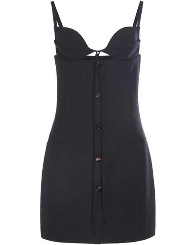 Nensi Dojaka Button-front Woven Mini Dress - Black