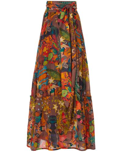 Chufy Khuyana Wrap-effect Cotton-silk Maxi Skirt - Multicolor
