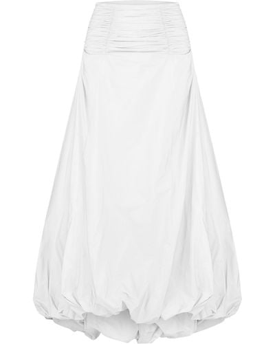 Anna October Cheryl Ruched And Tufted Maxi Skirt - White