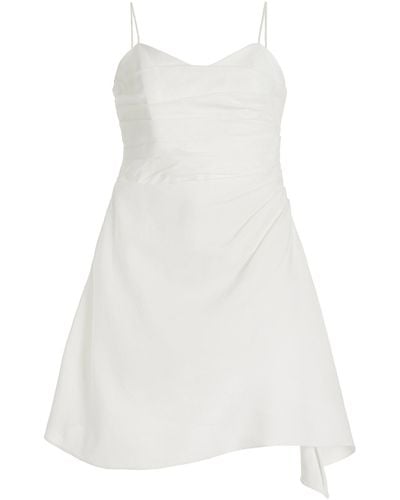 Aje. Clarice Draped Linen-blend Mini Dress - White