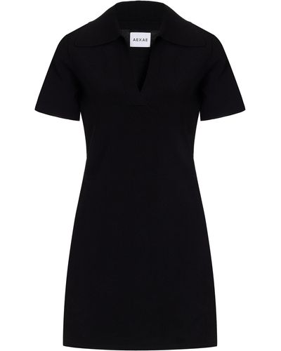 AEXAE Polo Knit Mini Dress - Black