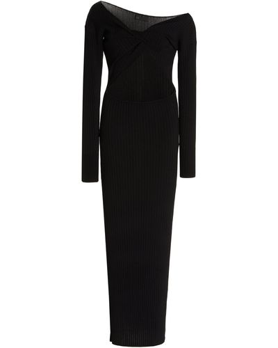 Sir. The Label Kelvin Cutout Ribbed-knit Off-the-shoulder Maxi Dress - Black