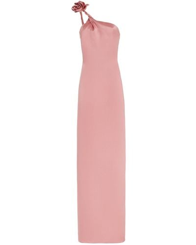 Magda Butrym Rose-detailed One-shoulder Silk Dress - Pink