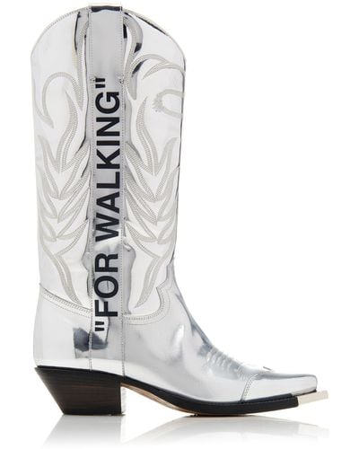 Off-White c/o Virgil Abloh For Walking Metallic Leather Boots - Multicolor