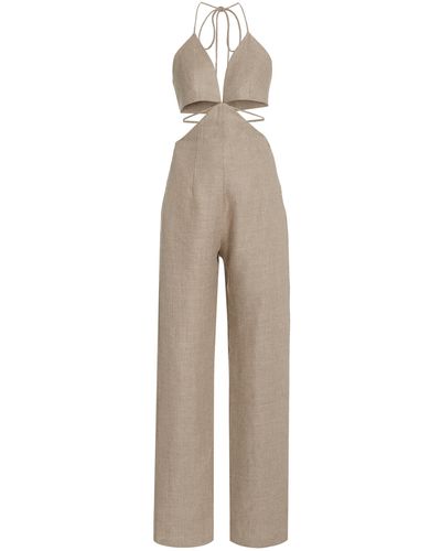 Matériel Cutout Linen Jumpsuit - Natural