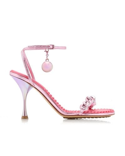 Bottega Veneta Dot Lounge Metallized Sandals - Pink
