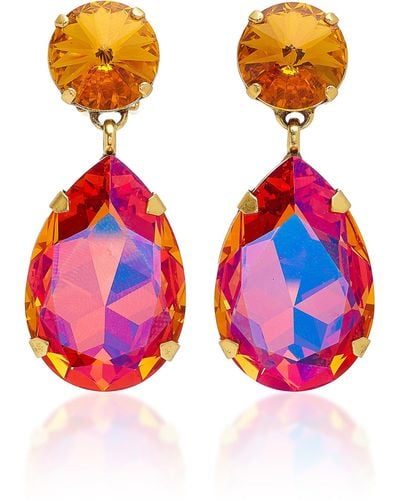 Roxanne Assoulin Hip Hop But Not Gold-plated Swarovski Crystal Clip Earrings - Pink