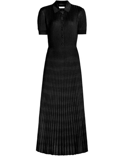 Gabriela Hearst Amor Ribbed Knit Cashmere-silk Polo Midi Dress - Black