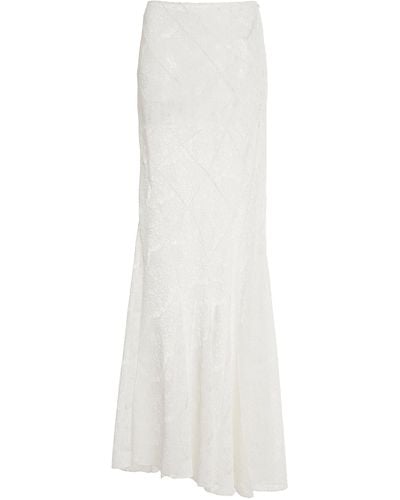 A.W.A.K.E. MODE Lace Twisted Maxi Skirt - White