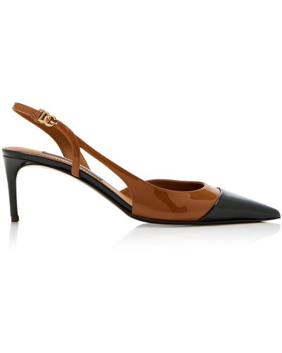 Dolce & Gabbana Leather Slingback Court Shoes - Brown