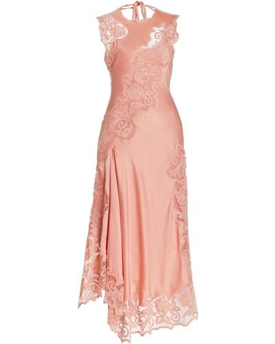 Ulla Johnson Kaia Lace-trimmed Silk Midi Dress - Pink