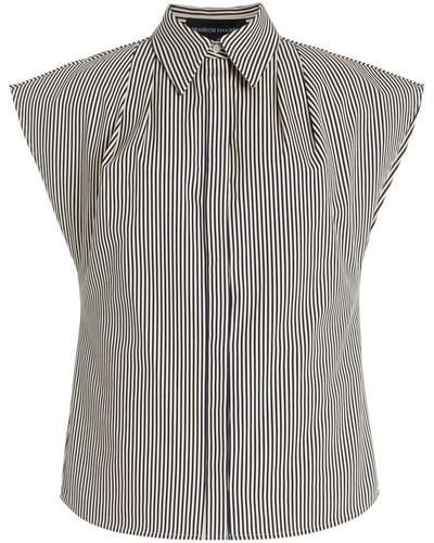 Brandon Maxwell Exclusive The Gabi Striped Cotton-twill Shirt - Grey