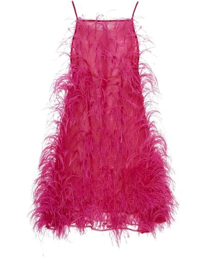 Cult Gaia Shannon Feather-embellished Silk Mini Dress - Pink