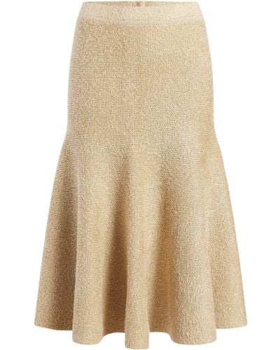 Khaite Cadence Knit Silk-cashmere Midi Skirt - Natural