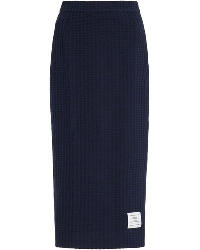 Thom Browne Waffle-knit Cotton Midi Skirt - Blue