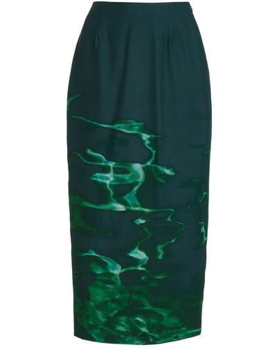 Rosie Assoulin Printed Cotton-silk Pencil Skirt - Green