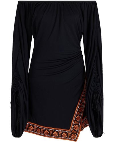 Rabanne Off-the-shoulder Jersey Mini Dress - Black